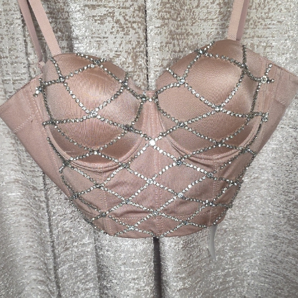 Embellished Blush Pink Bustier Top - Picture 8 of 8